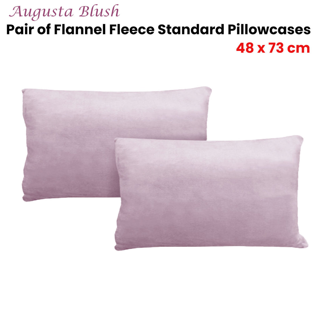 Alastairs Augusta Flannel-Fleece Standard Pillowcases, 2 Pack – Blush