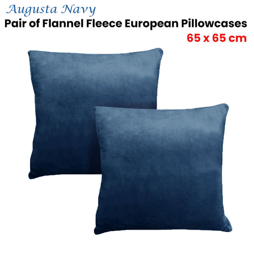 Alastairs Augusta Flannel-Fleece European Pillowcases, 2 Pack – Navy