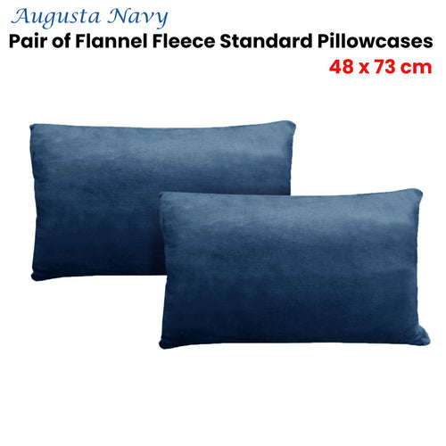 Alastairs Augusta Flannel-Fleece Standard Pillowcases, 2 Pack – Navy