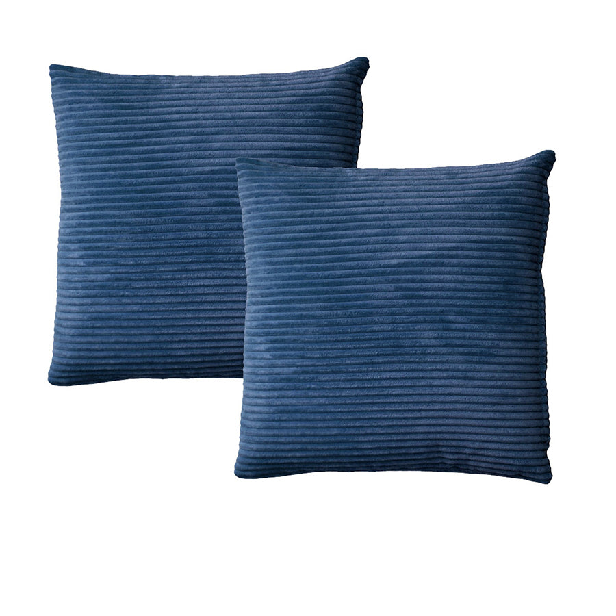 Alastairs Ruby Ribbed Flannel-Fleece European Pillowcases, 2 Pack – Navy