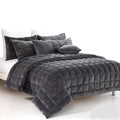 Alastairs Augusta Faux-Mink Polyester Quilt Set – Charcoal, Queen