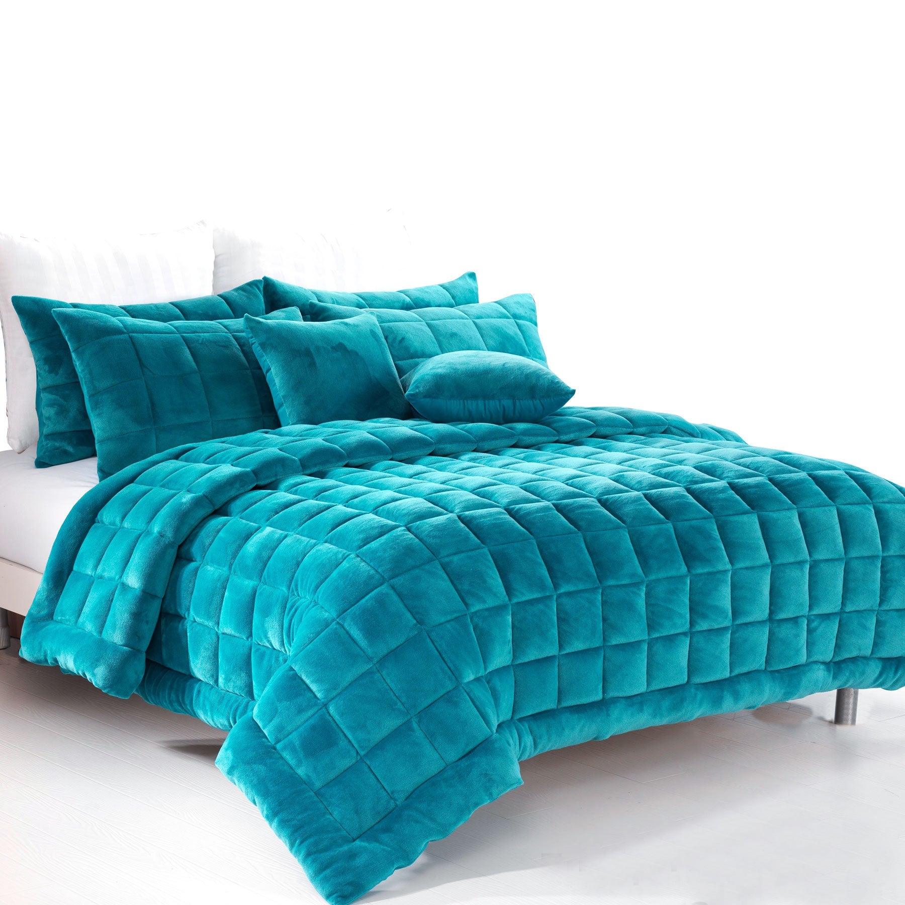 Alastairs Augusta Faux-Mink Polyester Quilt Set – Emerald Green, Queen