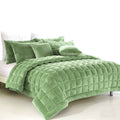 Alastairs Augusta Faux-Mink Polyester Quilt Set – Sage, Queen