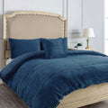 Alastairs Ruby Ribbed Flannel-Fleece Quilt Cover Set – Navy, Double
