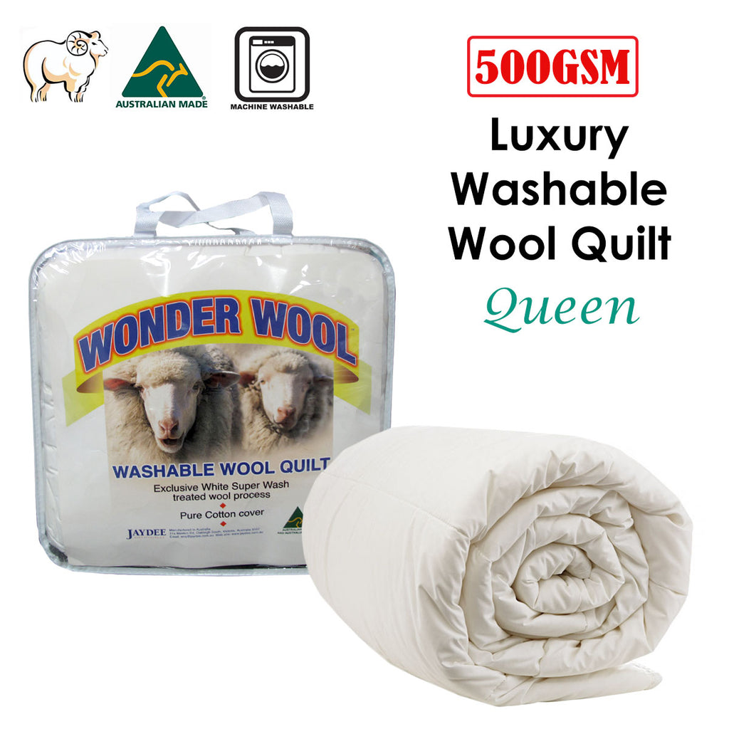 Australian Wool Quilt with Cotton Cover – 500GSM, Queen