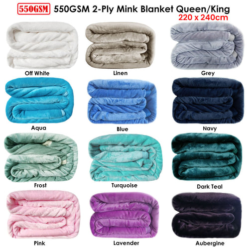 550GSM 2-Ply Mink-Style Blanket – Frost, Queen/King