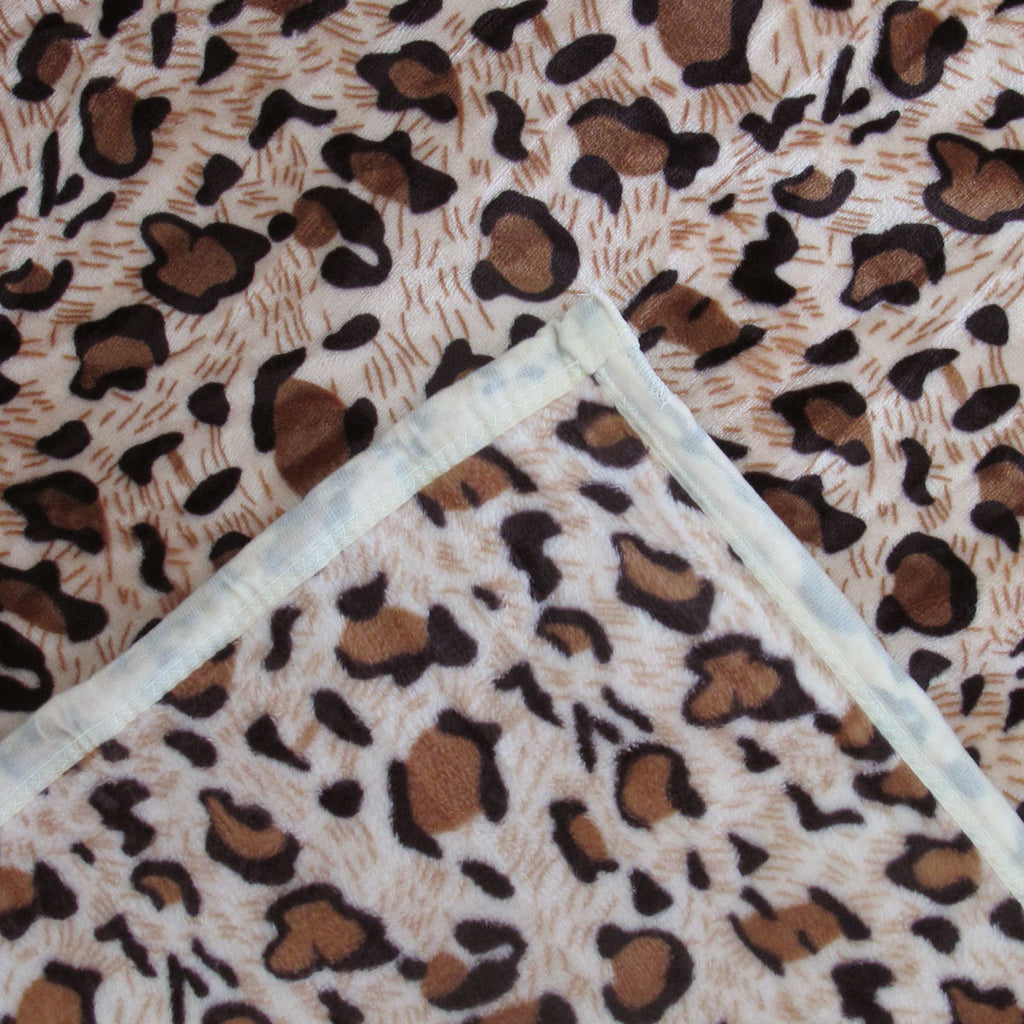 Animal-Pattern Flannel-Plush Polyester Blanket – Leopard, 220 × 240 cm