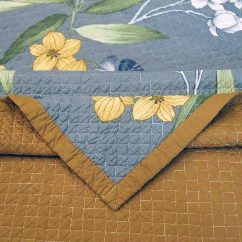 Embroidered Palm Cotton Coverlet Set – Queen