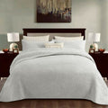 Floral White Cotton Coverlet Set – Queen