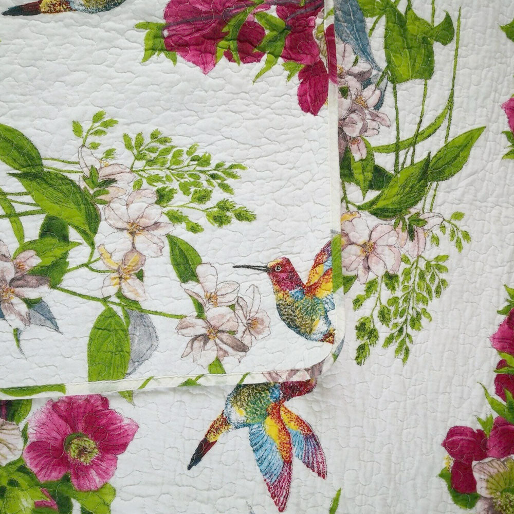 Hummingbird Multi Cotton Coverlet Set – Queen
