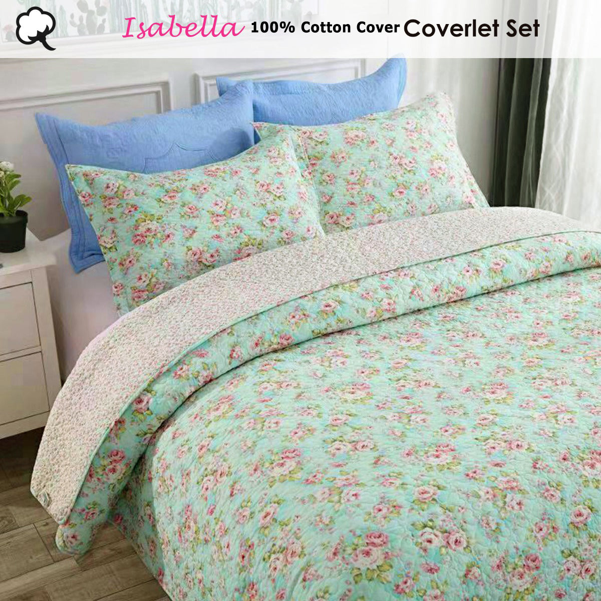 Isabella Multi Cotton Coverlet Set – Queen