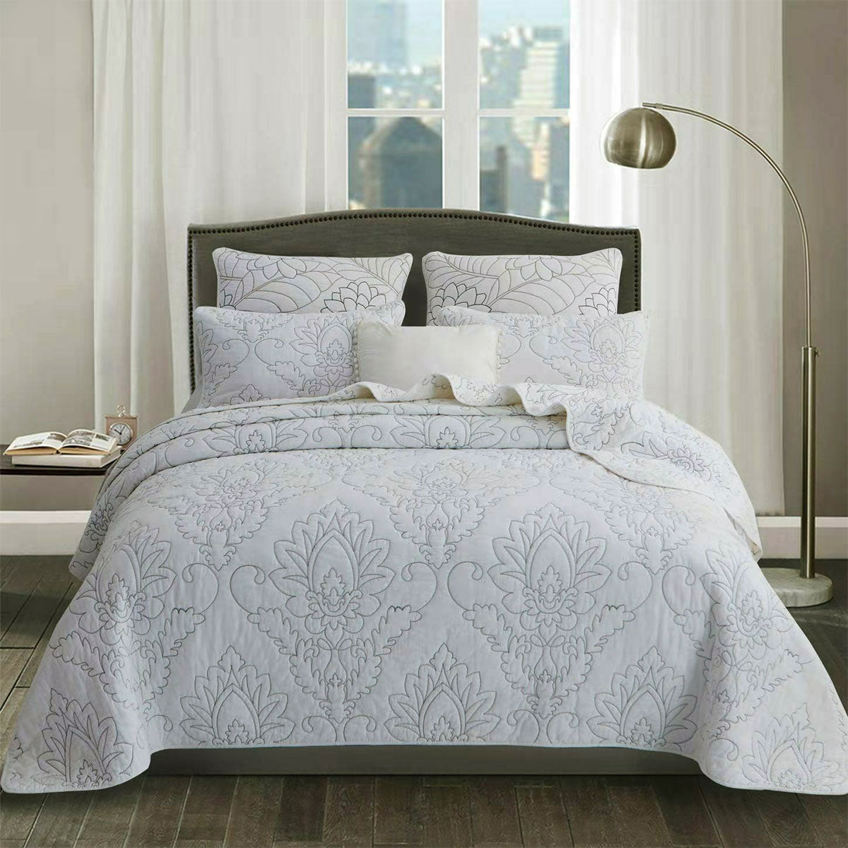 Majestic White Cotton Coverlet Set – Queen