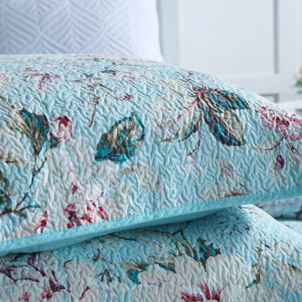 Tioman Cotton Quilted Coverlet Set – Blue Multi, Queen