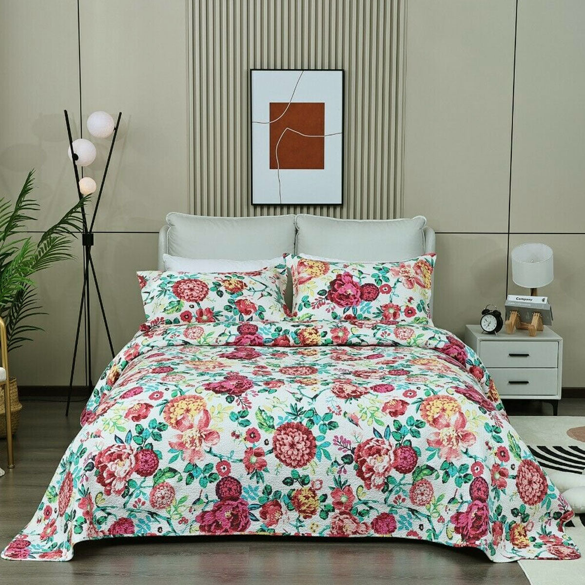 Tongan Cotton Quilted Coverlet Set – Multi, Queen