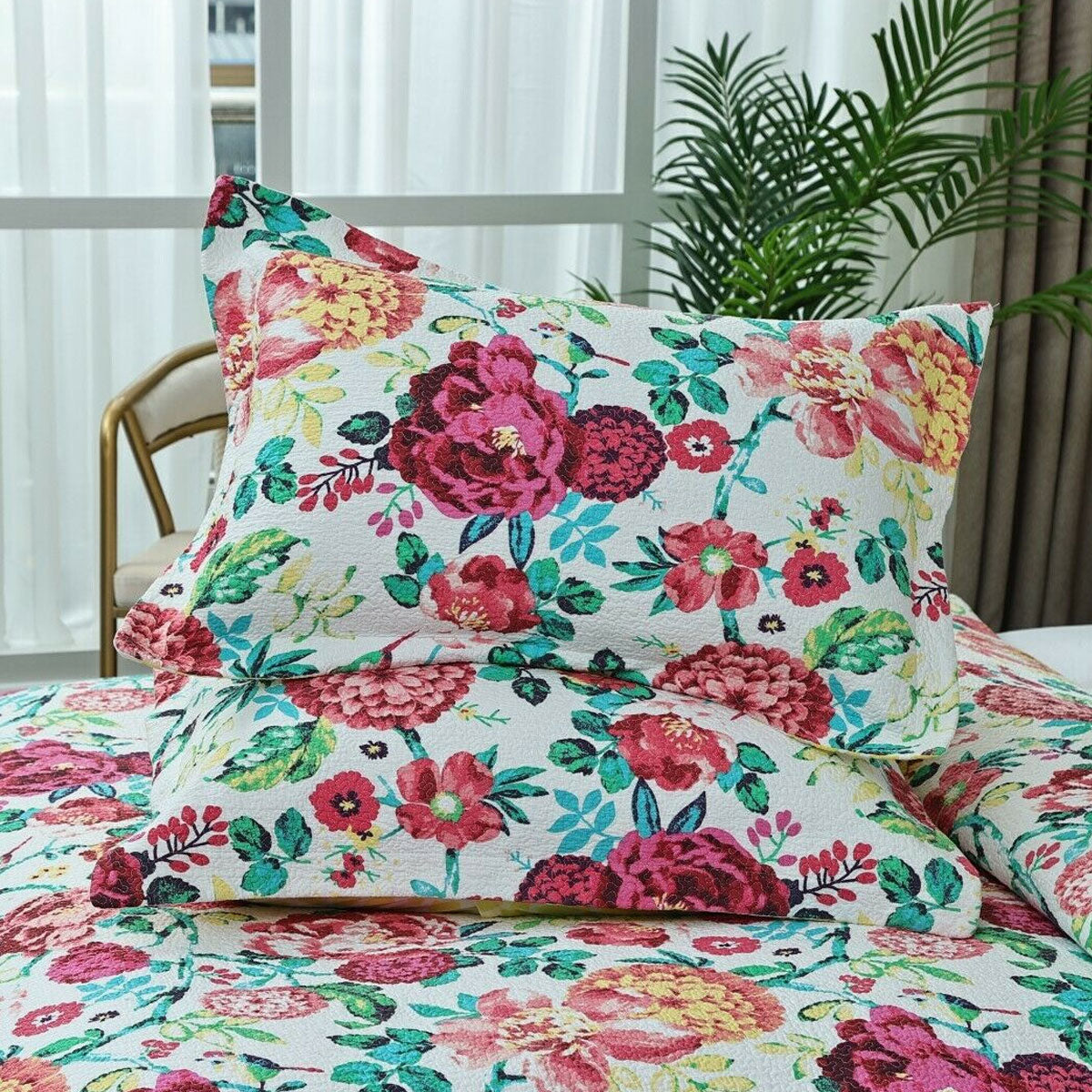 Tongan Cotton Quilted Coverlet Set – Multi, Queen