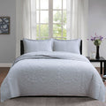 Unity Cotton Quilted Coverlet Set – Silver, Queen