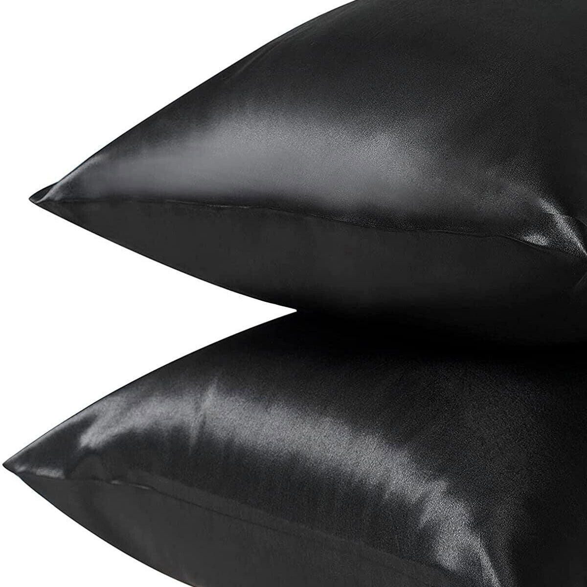 Pair of King Satin Silk Pillowcases with Envelope Closure 51 x 102 cm Ivory