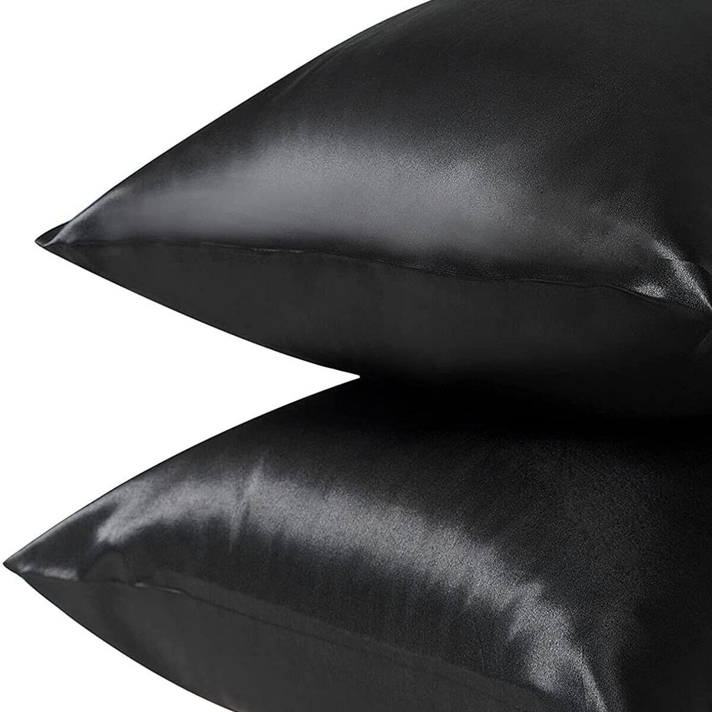 Pair of King Satin Silk Pillowcases with Envelope Closure 51 x 102 cm White