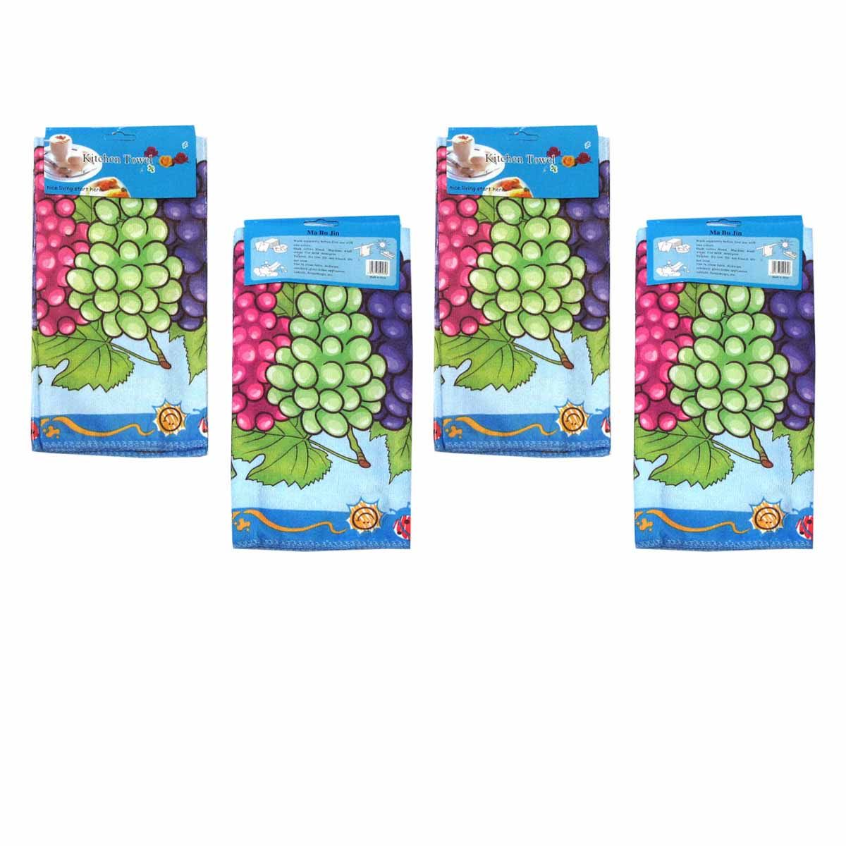 4-Pack Microfibre Kitchen Towels – Grapes
