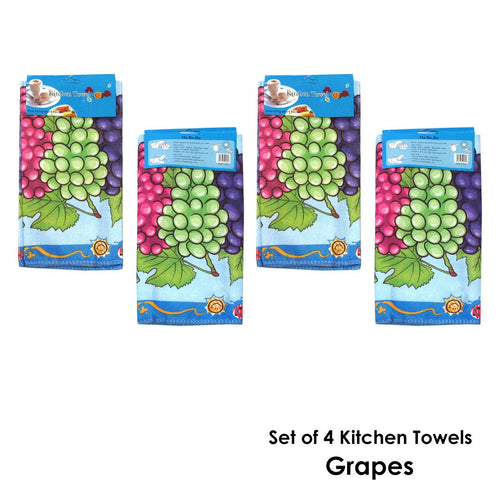 4-Pack Microfibre Kitchen Towels – Grapes