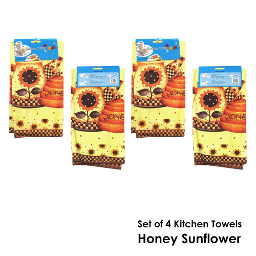 4-Pack Microfibre Kitchen Towels – Honey Sunflowers