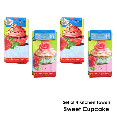 4-Pack Microfibre Kitchen Towels – Sweet Cupcakes