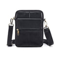 Genuine leather men's crossbody bag oiled wax leather Satchel Crossbody Bag (Black)