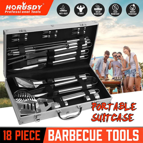 18-Piece Stainless Steel BBQ Tool Set