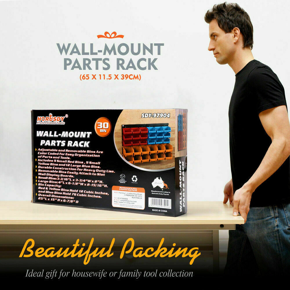 30-Bin Wall-Mounted Workshop Organiser