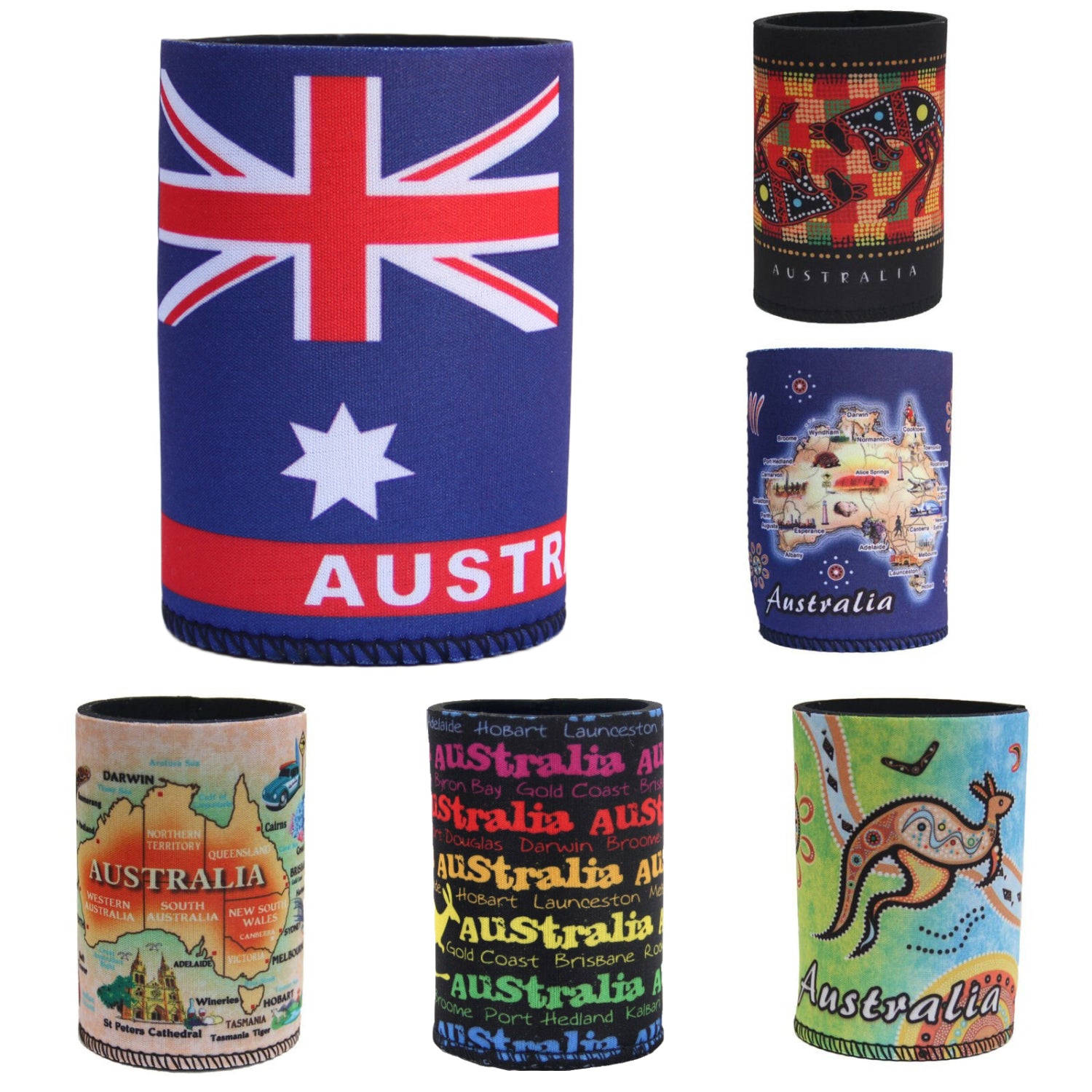 Australian Stubby Holders – Set of 6 Mixed Designs