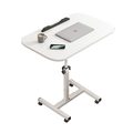 Movable lifting computer table bedside portable table(White)