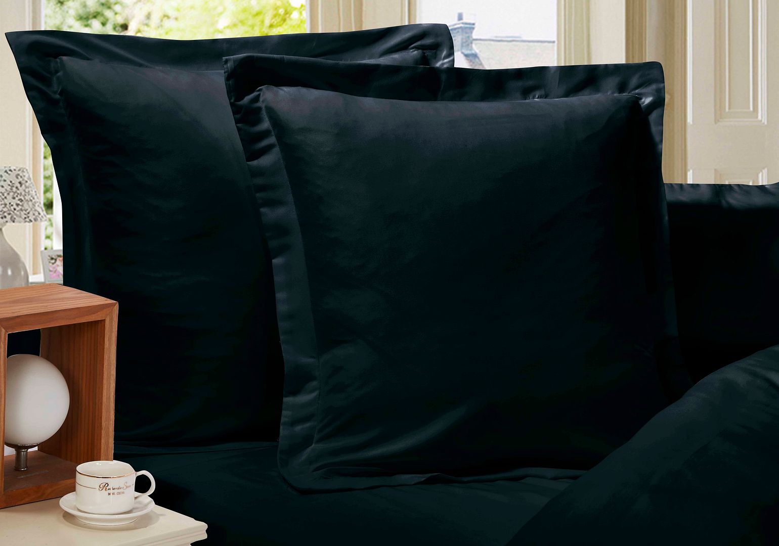 Ultra-Soft European Microfibre Pillowcases, 2 Pack – Black