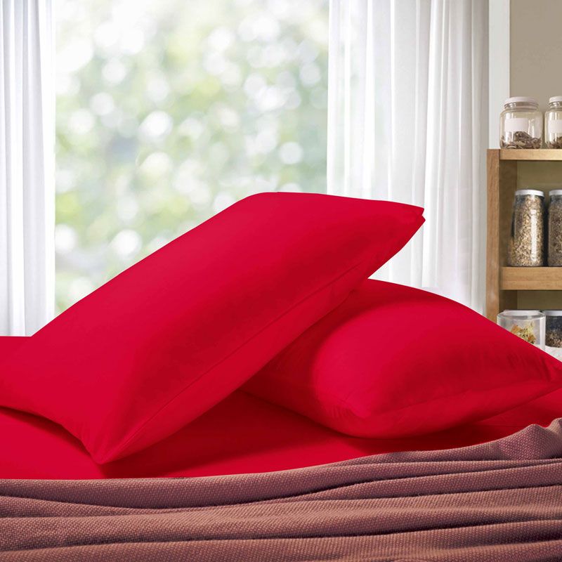 Ultra-Soft Standard Microfibre Pillowcases, 2 Pack – Red