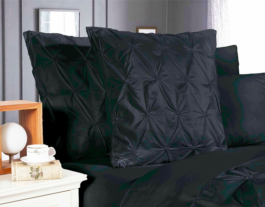 Diamond Pintuck Microfibre Pillowcase Pair – Black, European