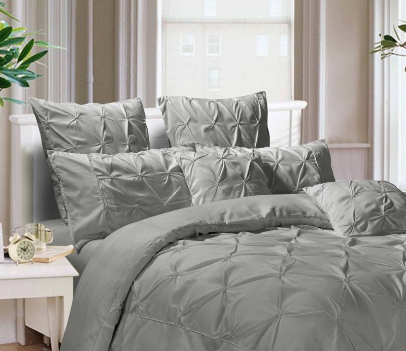 Diamond Pintuck Microfibre Pillowcase Pair – Grey, King
