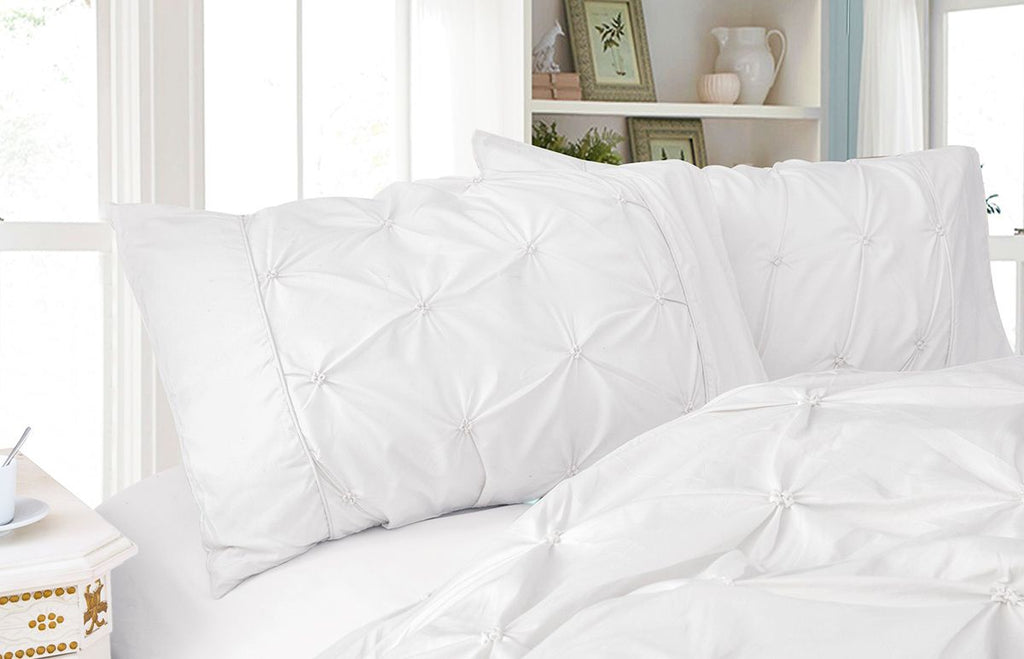 Diamond Pintuck Microfibre Pillowcase Pair – White, Queen