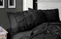 Diamond Pintuck Microfibre Pillowcase Pair – Black, Queen