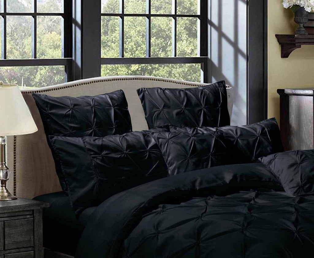 Diamond Pintuck Microfibre Pillowcase Pair – Black, Queen