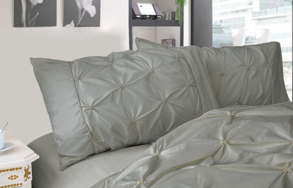Diamond Pintuck Microfibre Pillowcase Pair – Grey, Standard