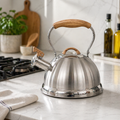 2.8L Stainless Steel Whistling Kettle with Foldable Handle