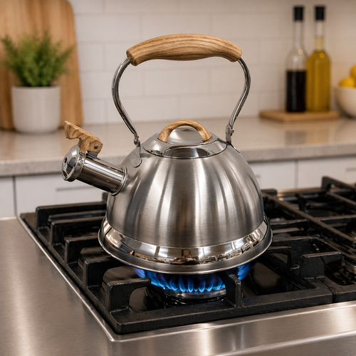 2.8L Stainless Steel Whistling Kettle with Foldable Handle