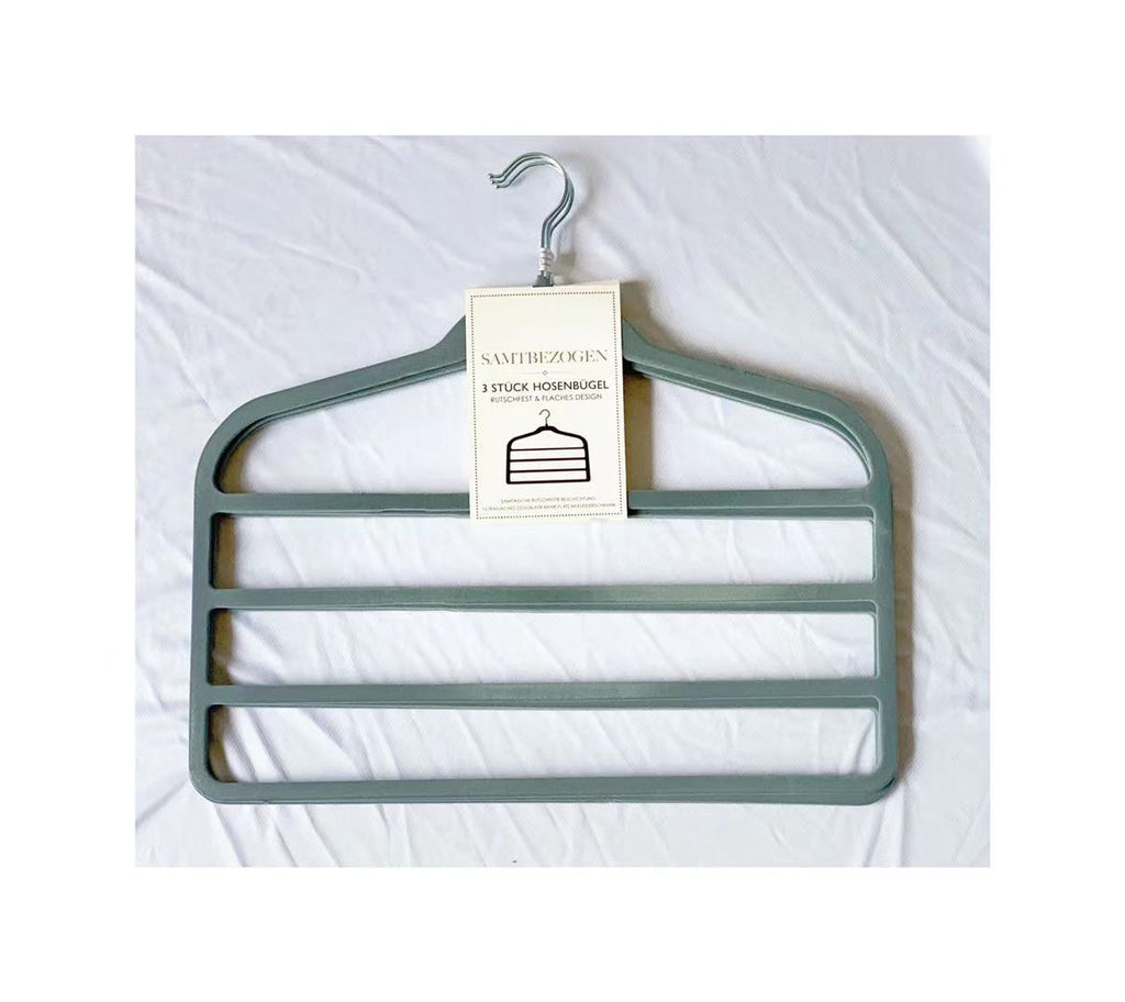 4-Tier Velvet Trouser Hangers, 3 Pack – Grey