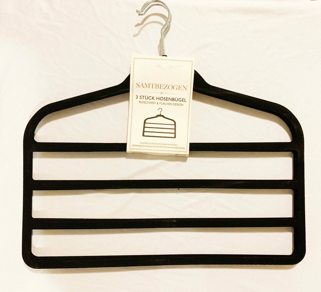 4-Tier Velvet Trouser Hangers, 3 Pack – Grey