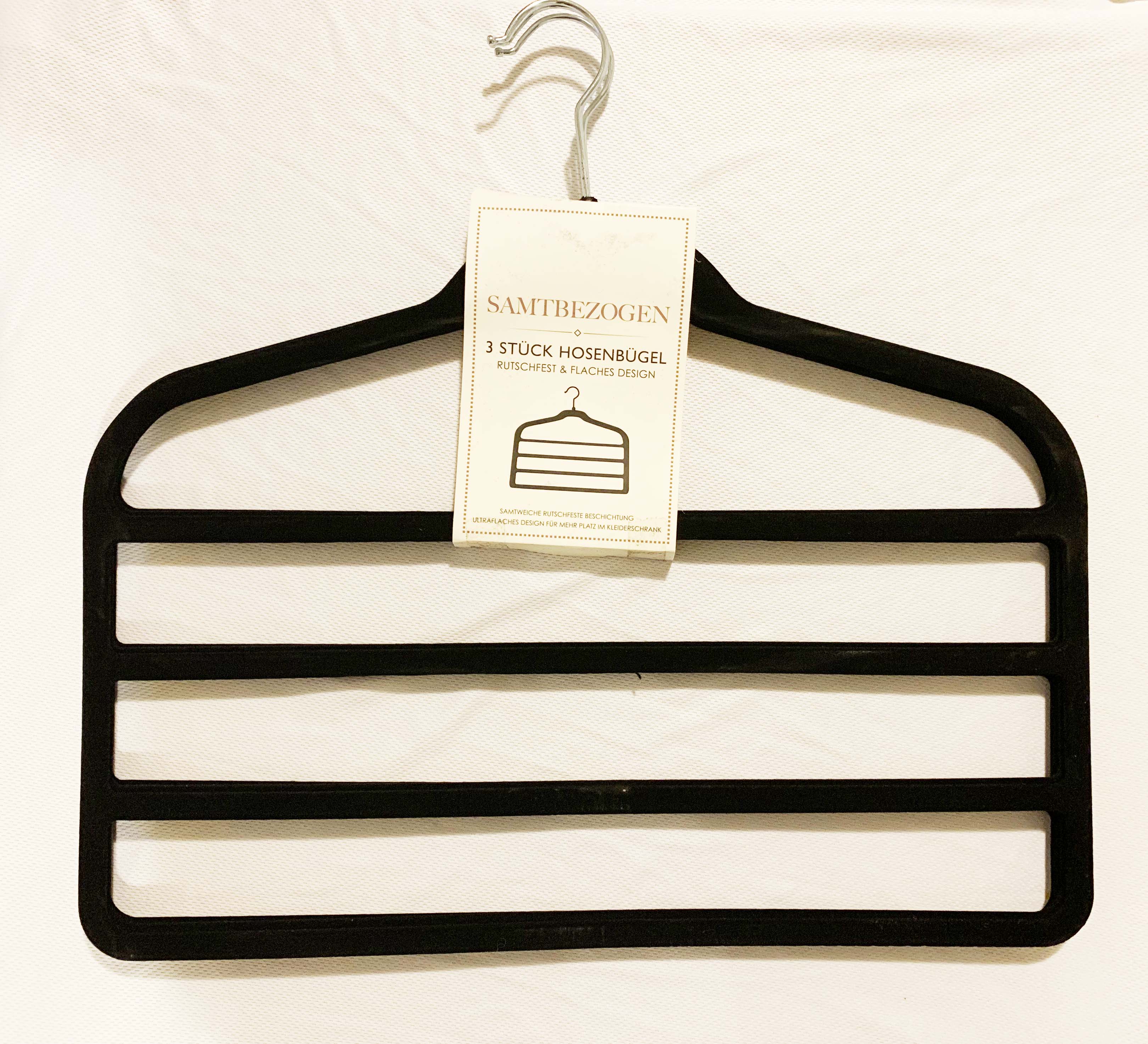 4-Tier Velvet Trouser Hangers, 3 Pack – Grey