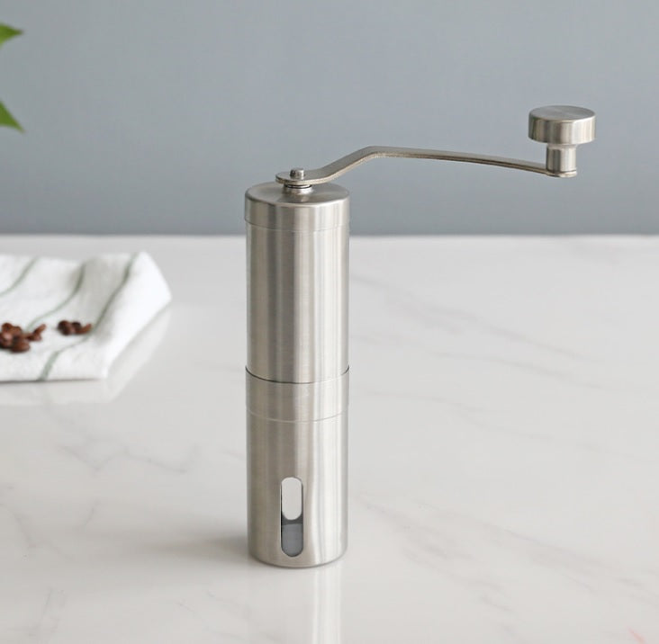 Manual Stainless Steel Coffee Grinder – Silver