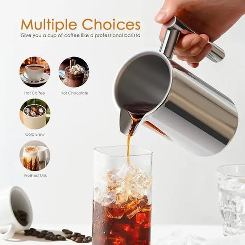 1L French Press Gift Set with Bean Canister – Silver