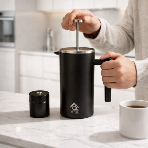 350ml French Press Gift Set with Bean Canister – Black