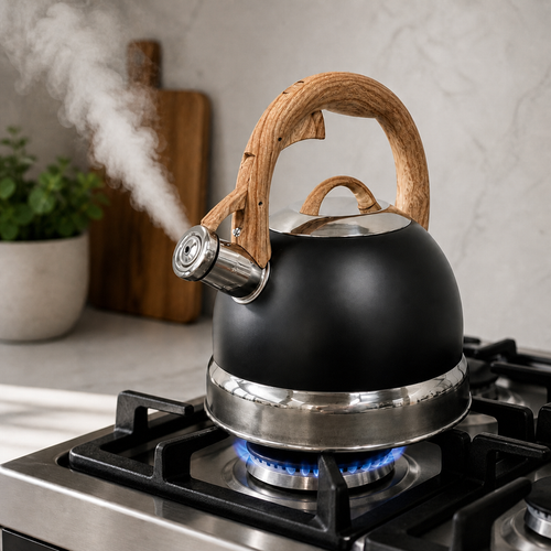 2.9L Stainless Steel Whistling Kettle – Black
