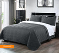Embossed Microfibre Comforter Set – Charcoal, Queen, 3 Piece