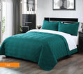 Embossed Microfibre Comforter Set – Teal, Queen, 3 Piece